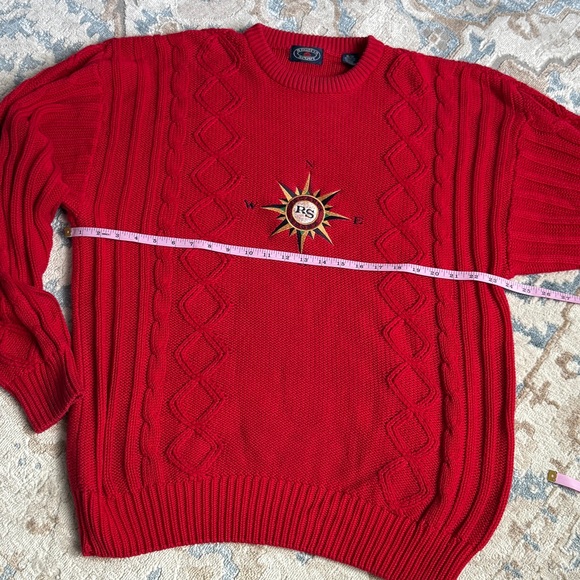 Vintage Nautical cable knit deep red sweater, crew neck by Regatta Sport size XL - Picture 9 of 10